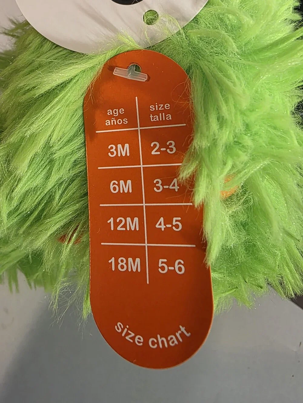 Wonder Nation Baby Toddler Dinosaur Paw Fuzzy Slippers Green Orange Size 2 3 4 5